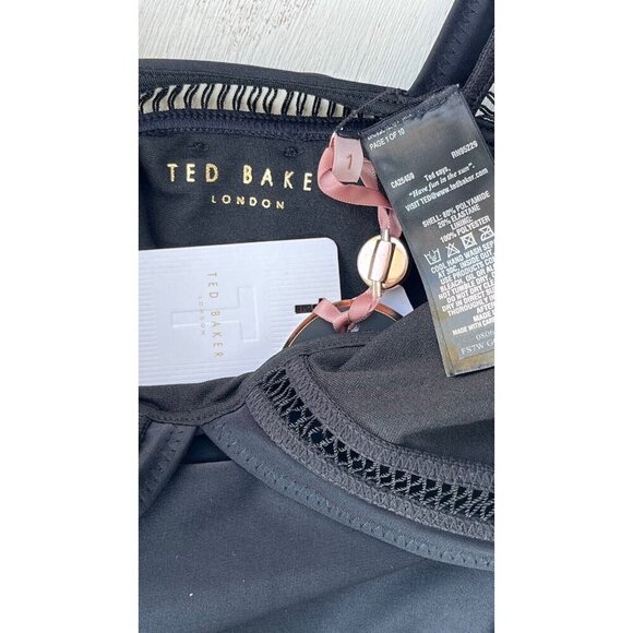 Ted Baker London Black Pointelle Deep V One Piece Swimsuit size 1= 4 US - Picture 6 of 12